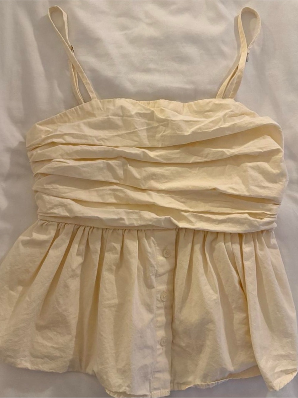 Cream Ruffled Camisole Tank Top